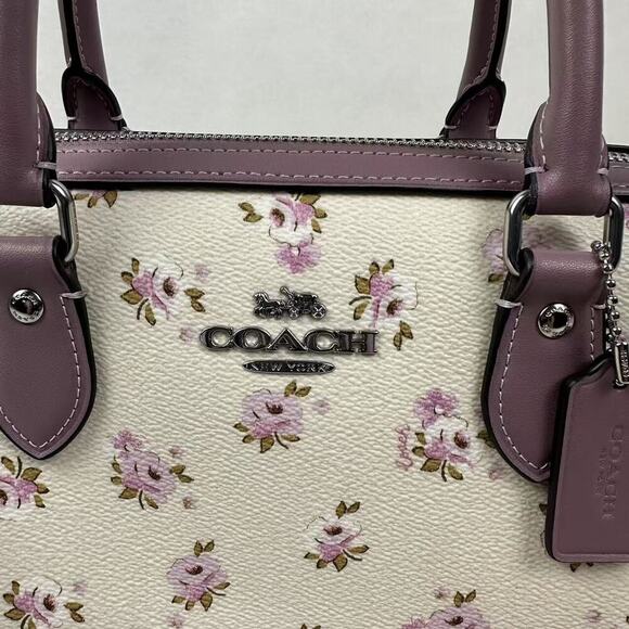 Coach Rowan Satchel Bag Crossbody With Floral Print CAL58 Chalk Multi NWT - Picture 3 of 10